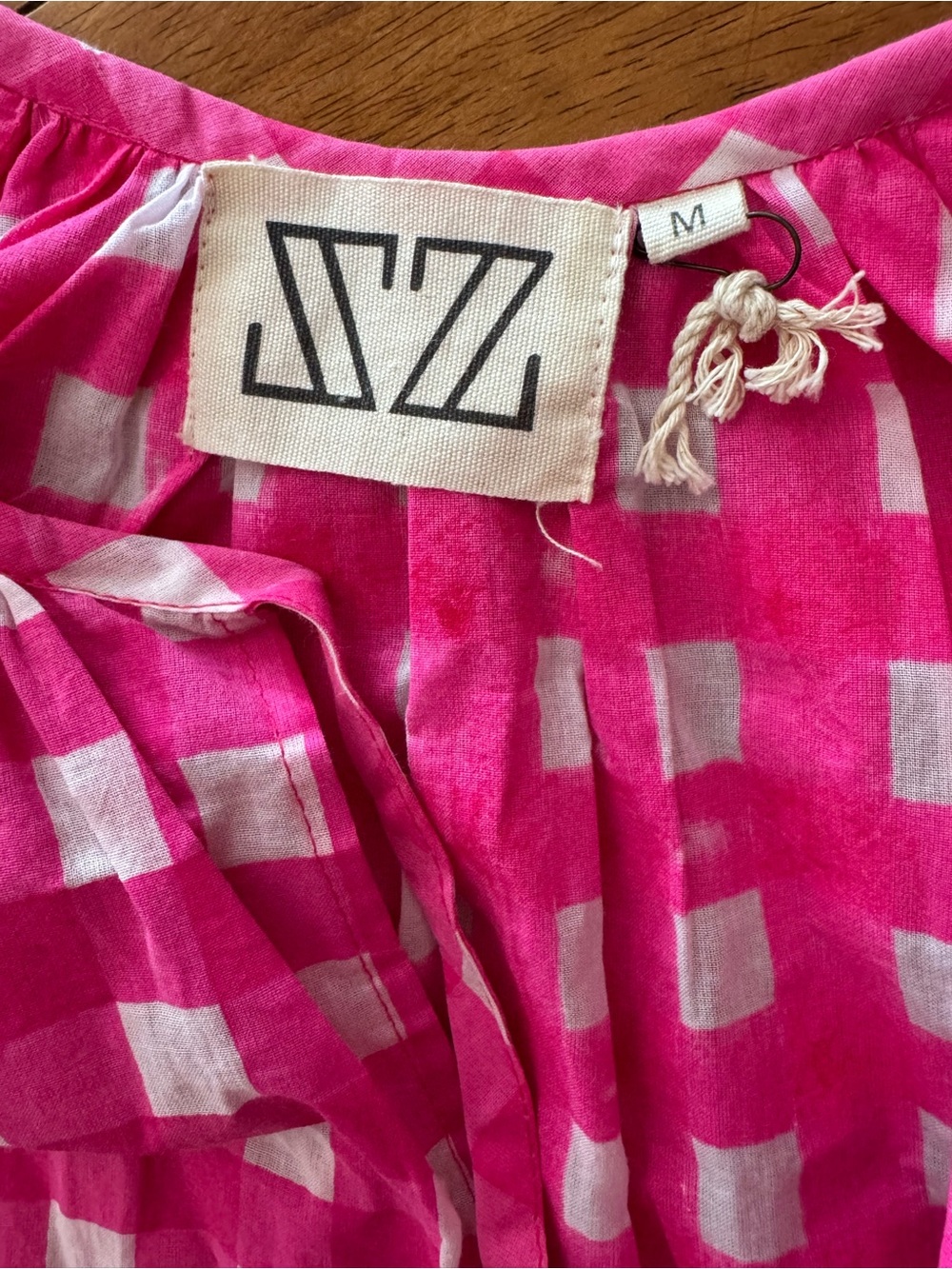 SZ Blockprints Priya Hot Pink Hingham Mini Dress Size Medium - Picture 5 of 8